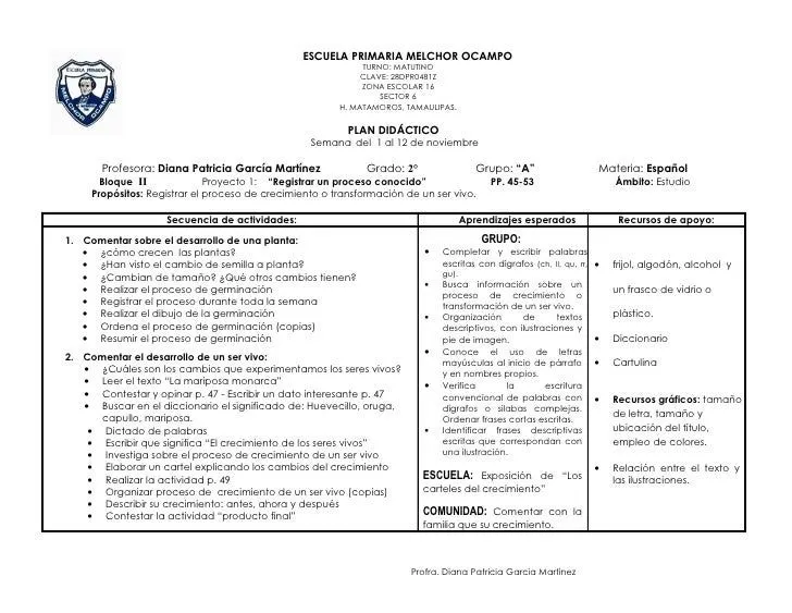 Plan didáctico segundo bloque