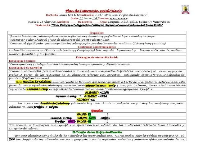 Ejemplo de un plan de interación social diario Ejemplo de un plan de interación social diario
