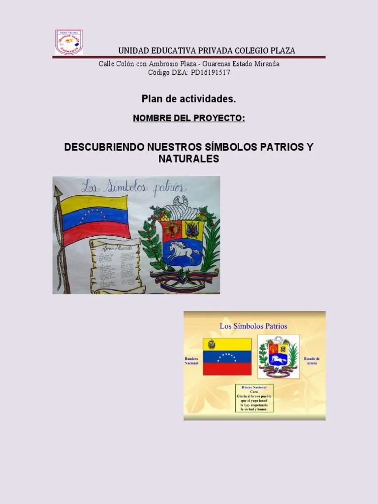 Plan Semanal DESCUBRIENDO NUESTROS SÍMBOLOS PATRIOS Y NATURALES | PDF Plan Semanal DESCUBRIENDO NUESTROS SÍMBOLOS PATRIOS Y NATURALES | PDF