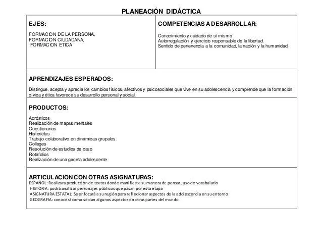 Ejemplo PLANEACION de FORMACION CIVICA Y ETICA Secundaria (Planeacion…