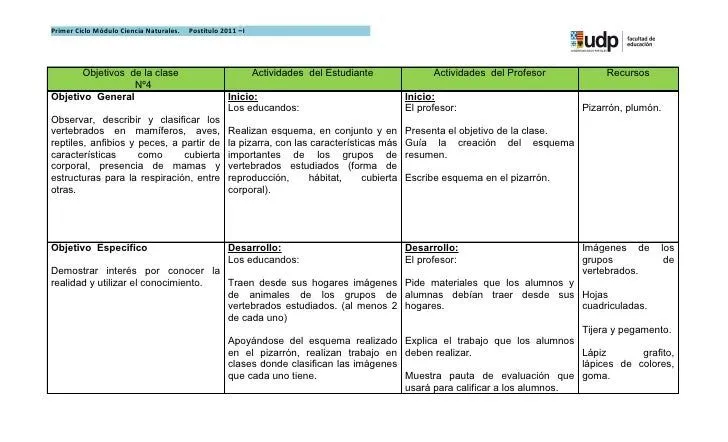 Planificacion vertebrados