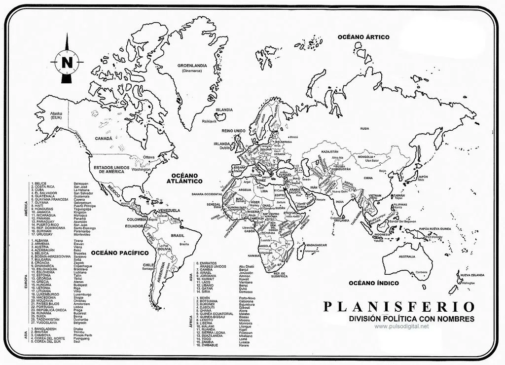 El Planisferio Division Politica Con Nombres El Planisferio Division Politica Con Nombres
