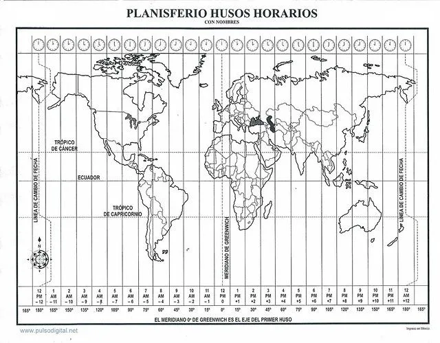 Planisferio husos horarios - Imagui