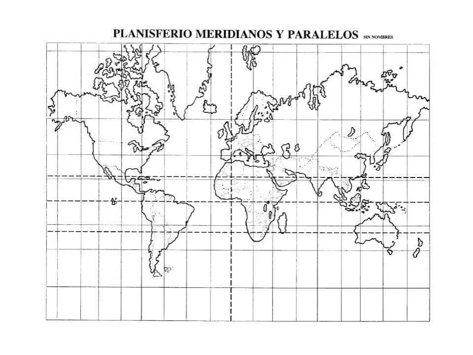 Planisferio de los meridianos y paralelos - con nombres y sin nombres Planisferio de los meridianos y paralelos - con nombres y sin nombres