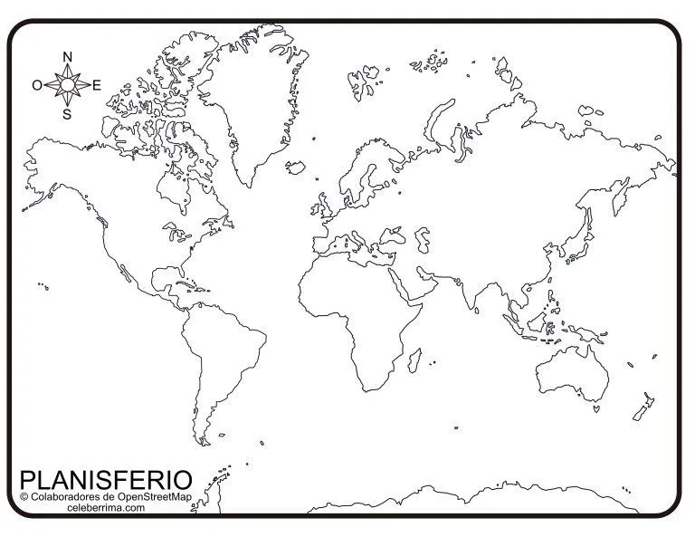 Planisferio sin nombres y sin división política para colorear e imprimir - Celebérrima.com | Planisferios, Planisferio con nombres, Mapamundi para imprimir Planisferio sin nombres y sin división política para colorear e imprimir - Celebérrima.com | Planisferios, Planisferio con nombres, Mapamundi para imprimir