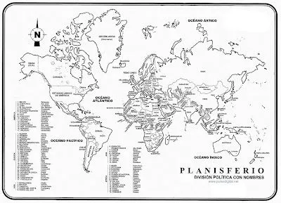 Un planisferio con nombres - Imagui