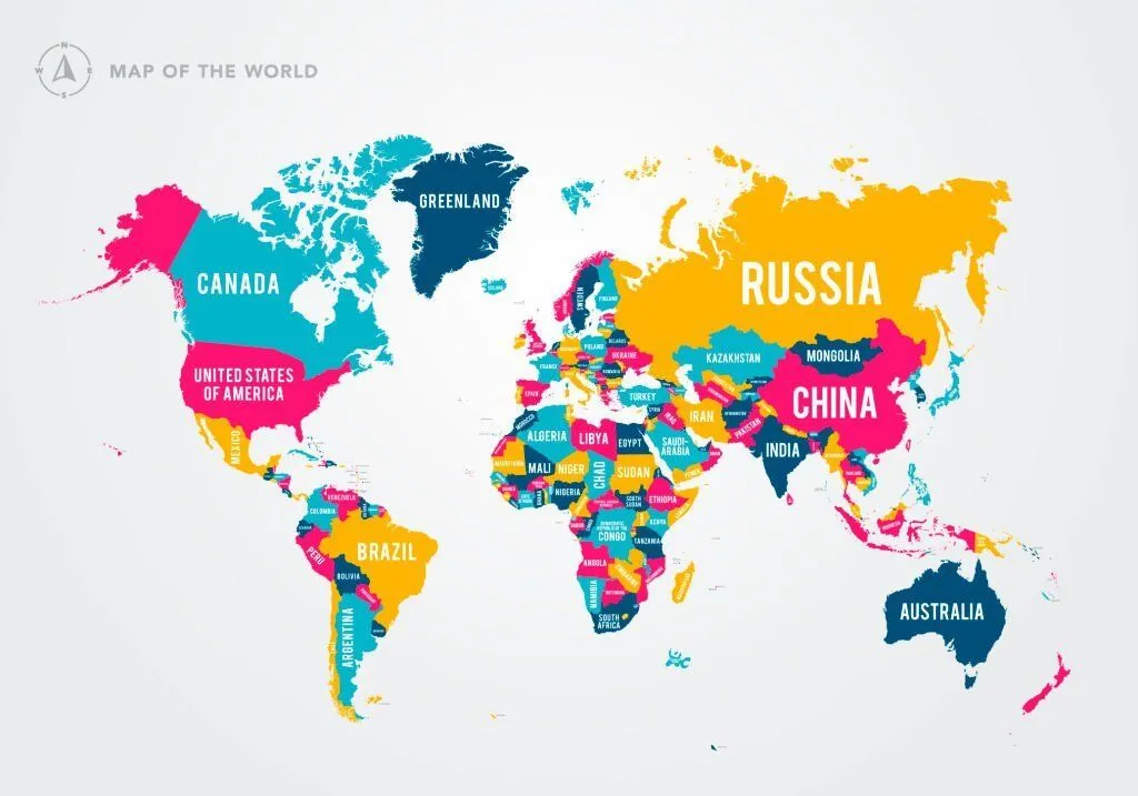 Planisferio Con Nombres : Países Y Límites Políticos Planisferio Con Nombres : Países Y Límites Políticos