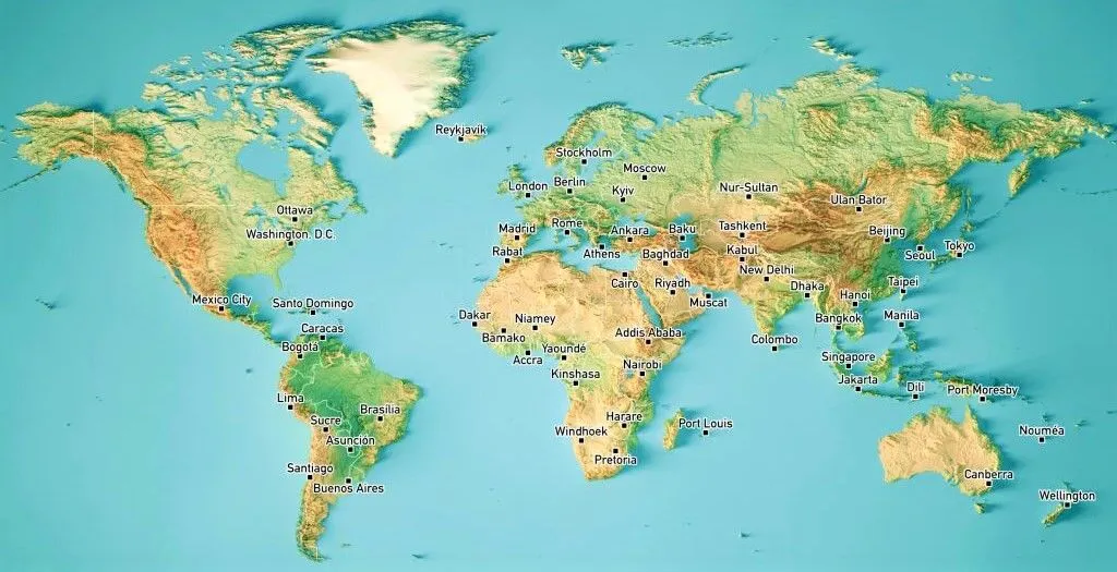 Planisferio Con Nombres : Países Y Límites Políticos Planisferio Con Nombres : Países Y Límites Políticos