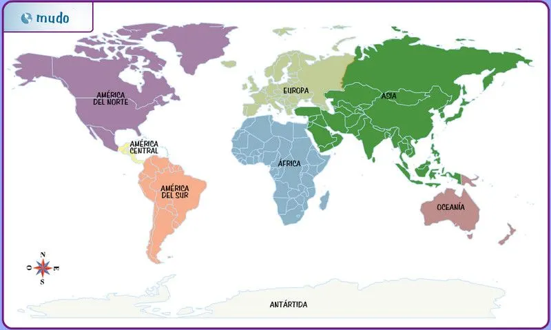 Planisferio con nombres de los continentes foto - Imagui