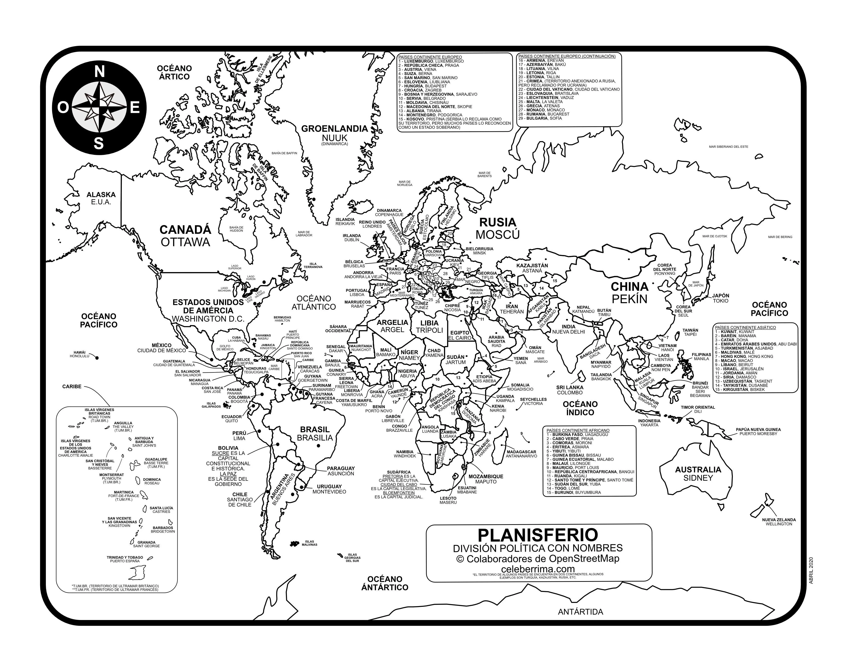 Planisferios con división política con y sin nombres - Celebérrima.com | Planisferio con nombres, Mapamundi con nombres, Planisferios Planisferios con división política con y sin nombres - Celebérrima.com | Planisferio con nombres, Mapamundi con nombres, Planisferios