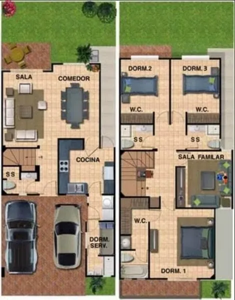 Plano 35m2 2 Pisos Restaurante | Planos de casas Plano 35m2 2 Pisos Restaurante | Planos de casas