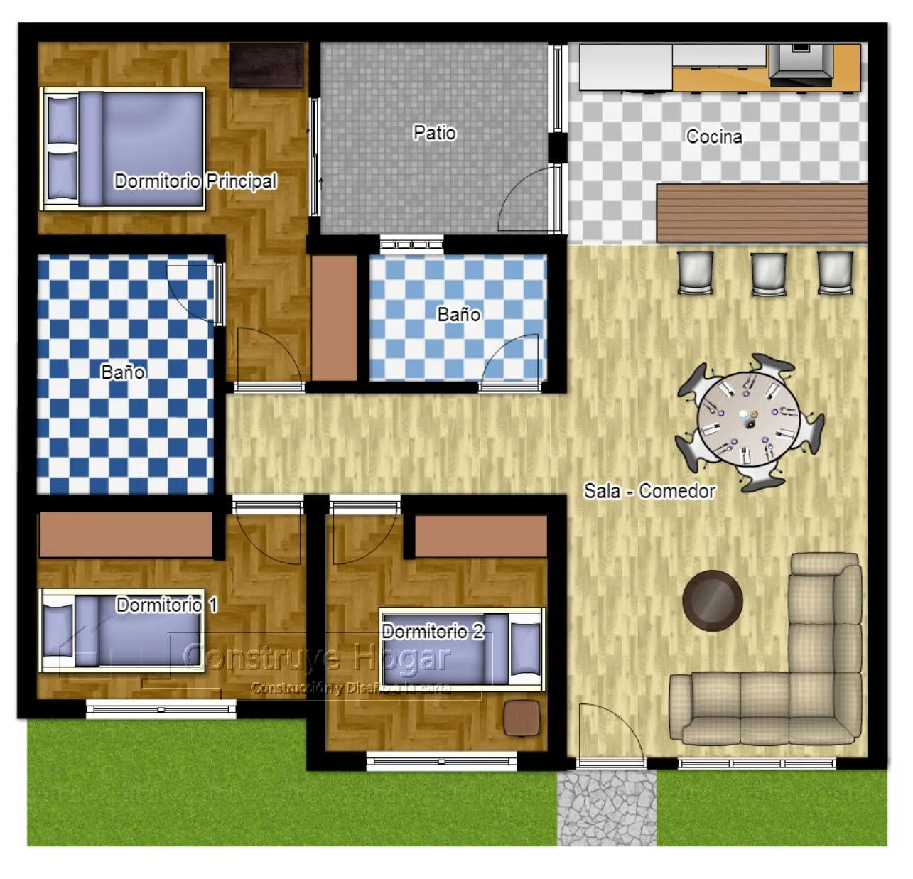 Plano de casa cuadrada [Modelos] | Construye Hogar