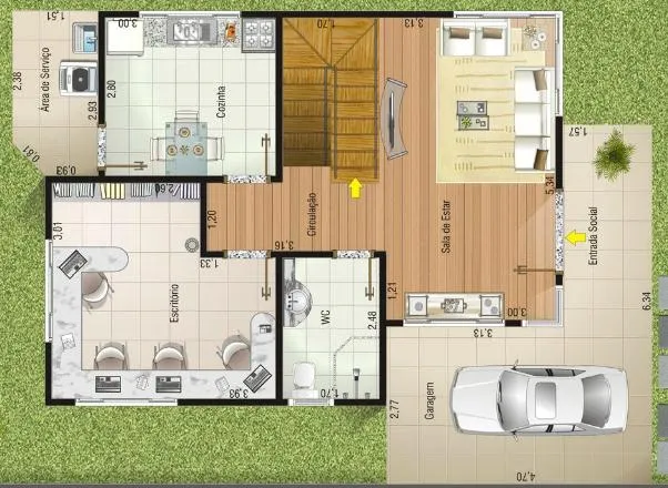 Plano de casa Moderna, 133M2, 3 Dormitorios y 2 Pisos Plano de casa Moderna, 133M2, 3 Dormitorios y 2 Pisos