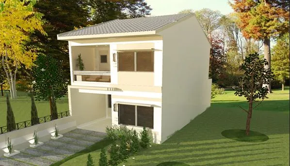 Plano de casa de 2 pisos y 106 m2