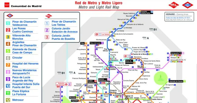 Plano de Metro de Madrid 2014