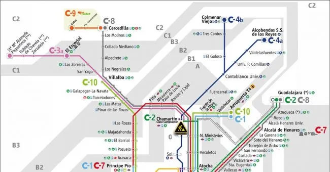 Plano de tren Cercanías Madrid 2013