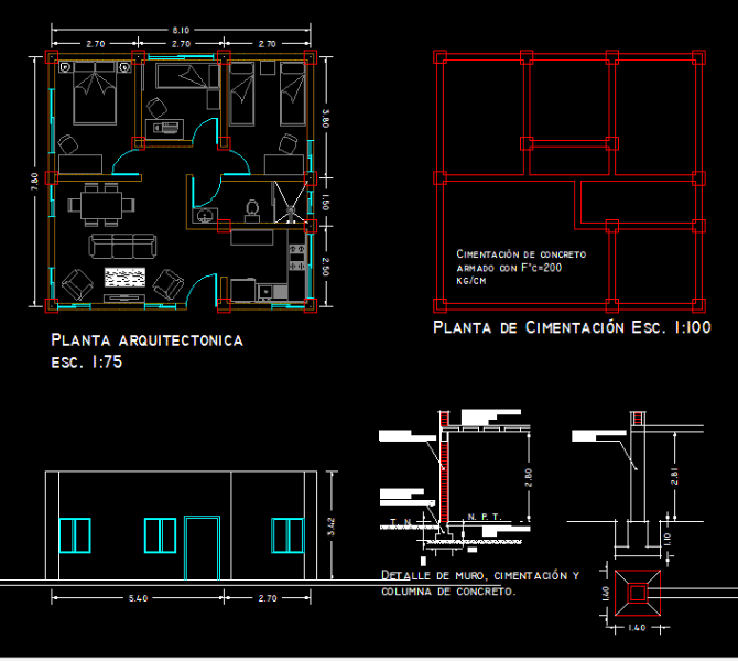 Planos de Casa de adobe en DWG AUTOCAD, Adobe - Sistemas ...