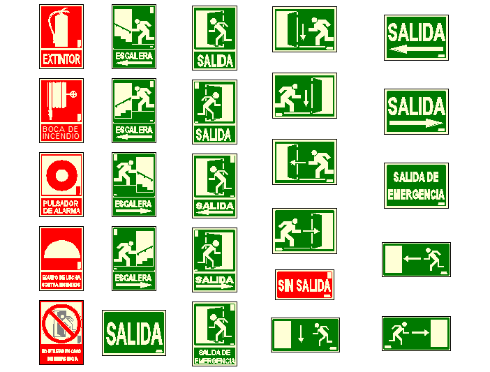 Planos de Señalizacion de emergencia en DWG AUTOCAD, Señales ...