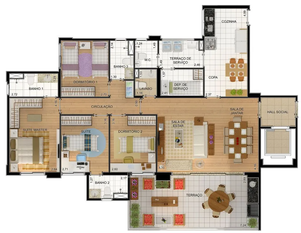 Plantas de casas com 4 quartos