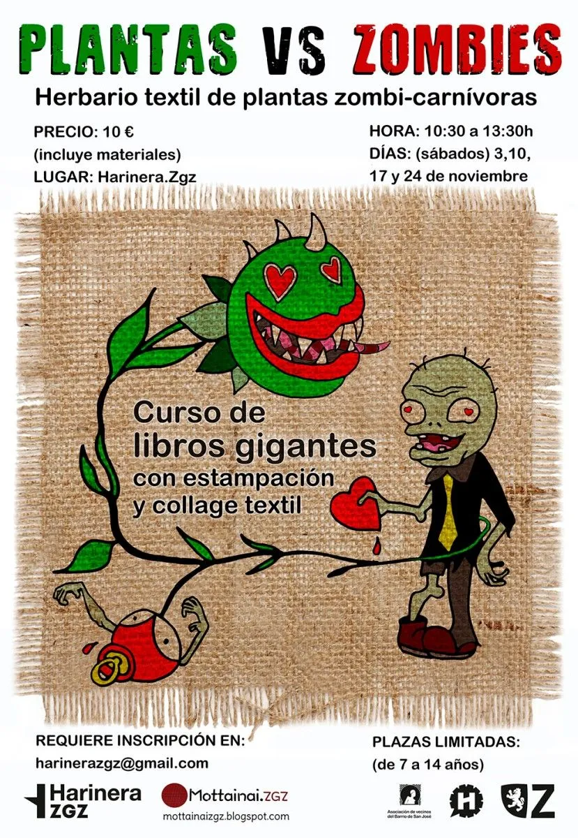 Plantas vs. Zombis: herbario textil de plantas zombi-carnívoras / Mottainai ZGZ – Harinera ZGZ