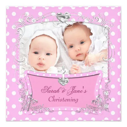 Rosa gemelo del bautismo del bautizo del bebé de l comunicado de ...