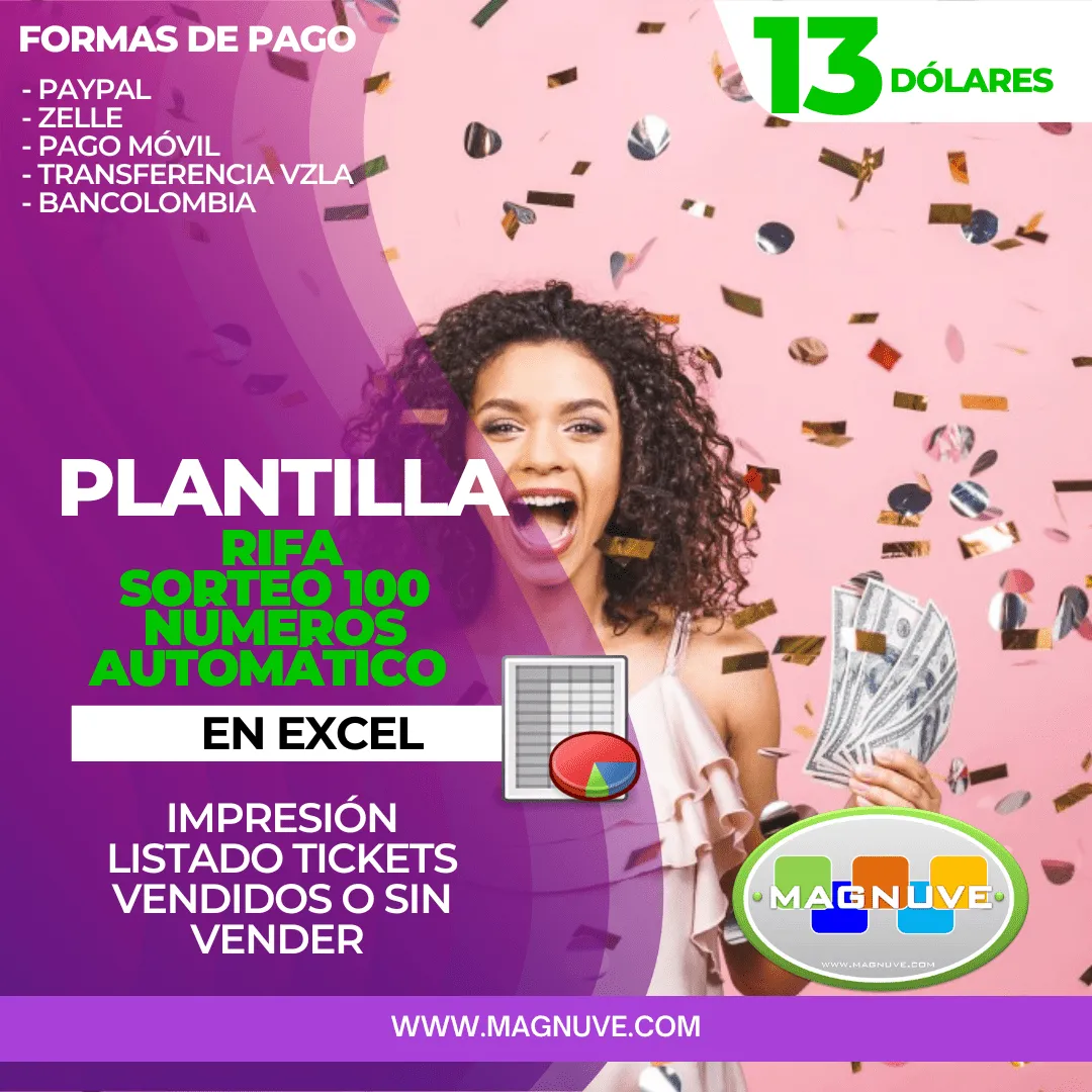 Plantilla Boletos de Rifa 100 Números Imprimir en Excel > Magnuve & Magnuve.com Plantilla Boletos de Rifa 100 Números Imprimir en Excel > Magnuve & Magnuve.com