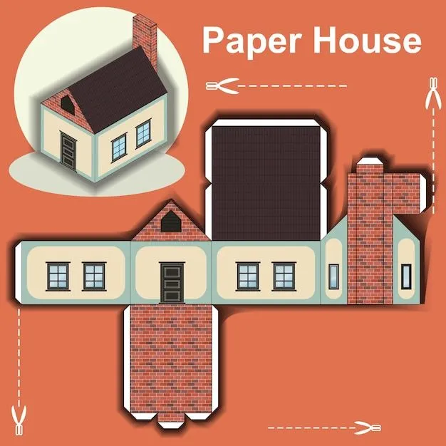 Plantilla de casa de papel | Vector Premium Plantilla de casa de papel | Vector Premium