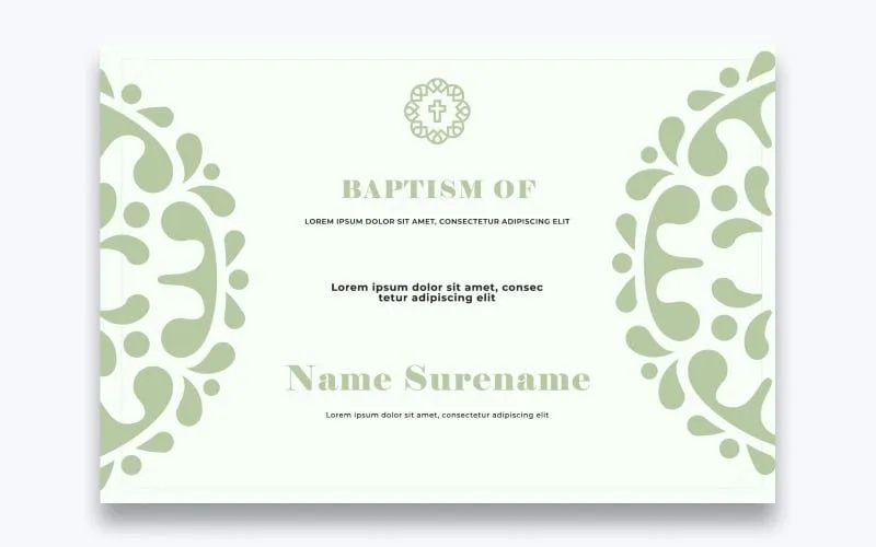 Plantilla de certificado de bautismo con estilo gratis