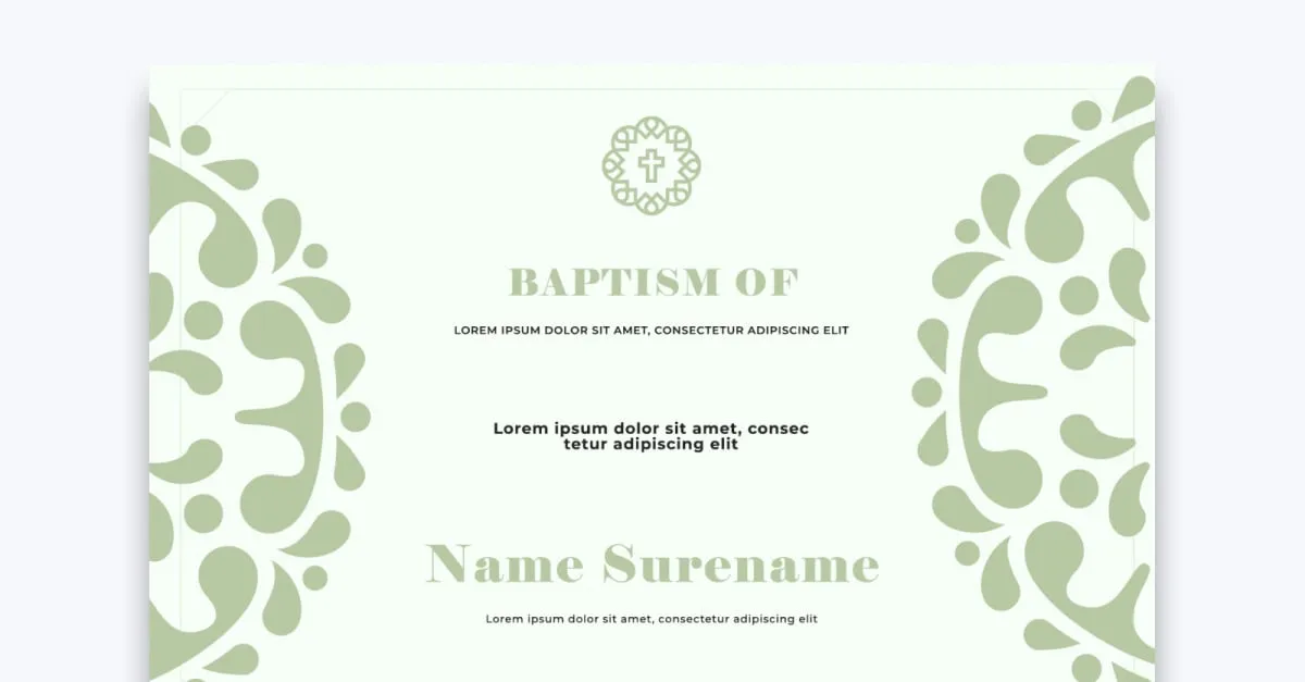 Plantilla de certificado de bautismo con estilo gratis Plantilla de certificado de bautismo con estilo gratis