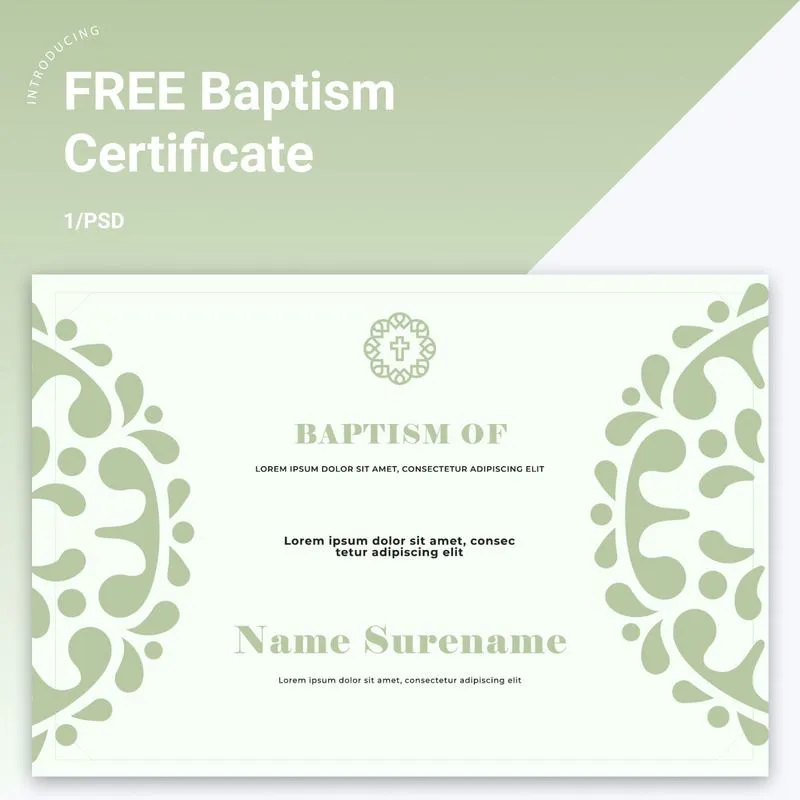 Plantilla de certificado de bautismo con estilo gratis Plantilla de certificado de bautismo con estilo gratis