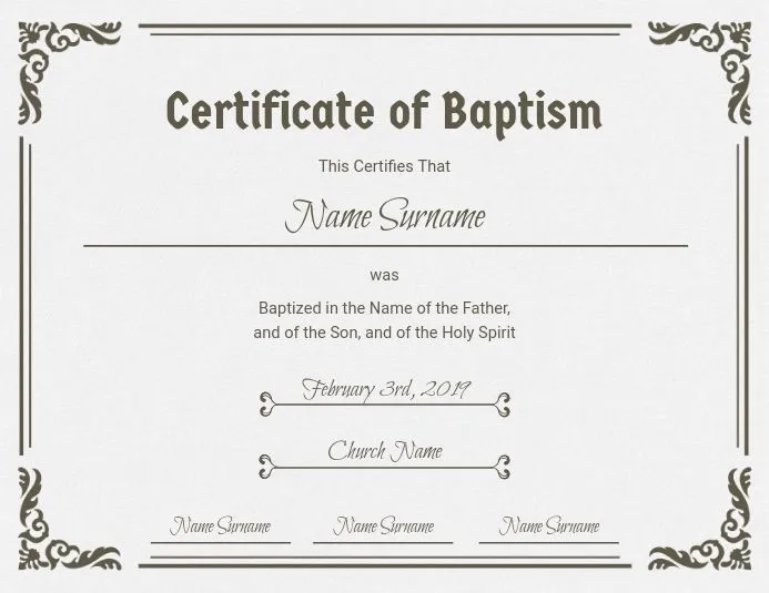 Plantilla de Certificado Del Bautismo de La Iglesia | PosterMyWall Plantilla de Certificado Del Bautismo de La Iglesia | PosterMyWall