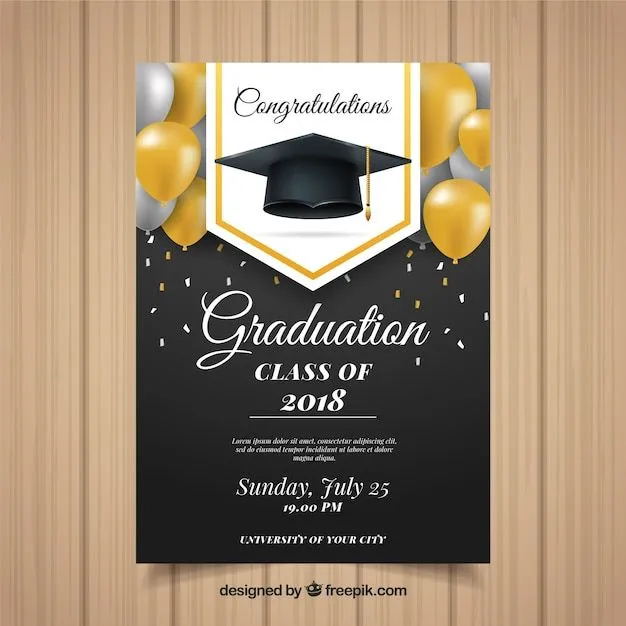 Plantilla clásica de invitación a graduación con diseño realista | Vector Premium Plantilla clásica de invitación a graduación con diseño realista | Vector Premium