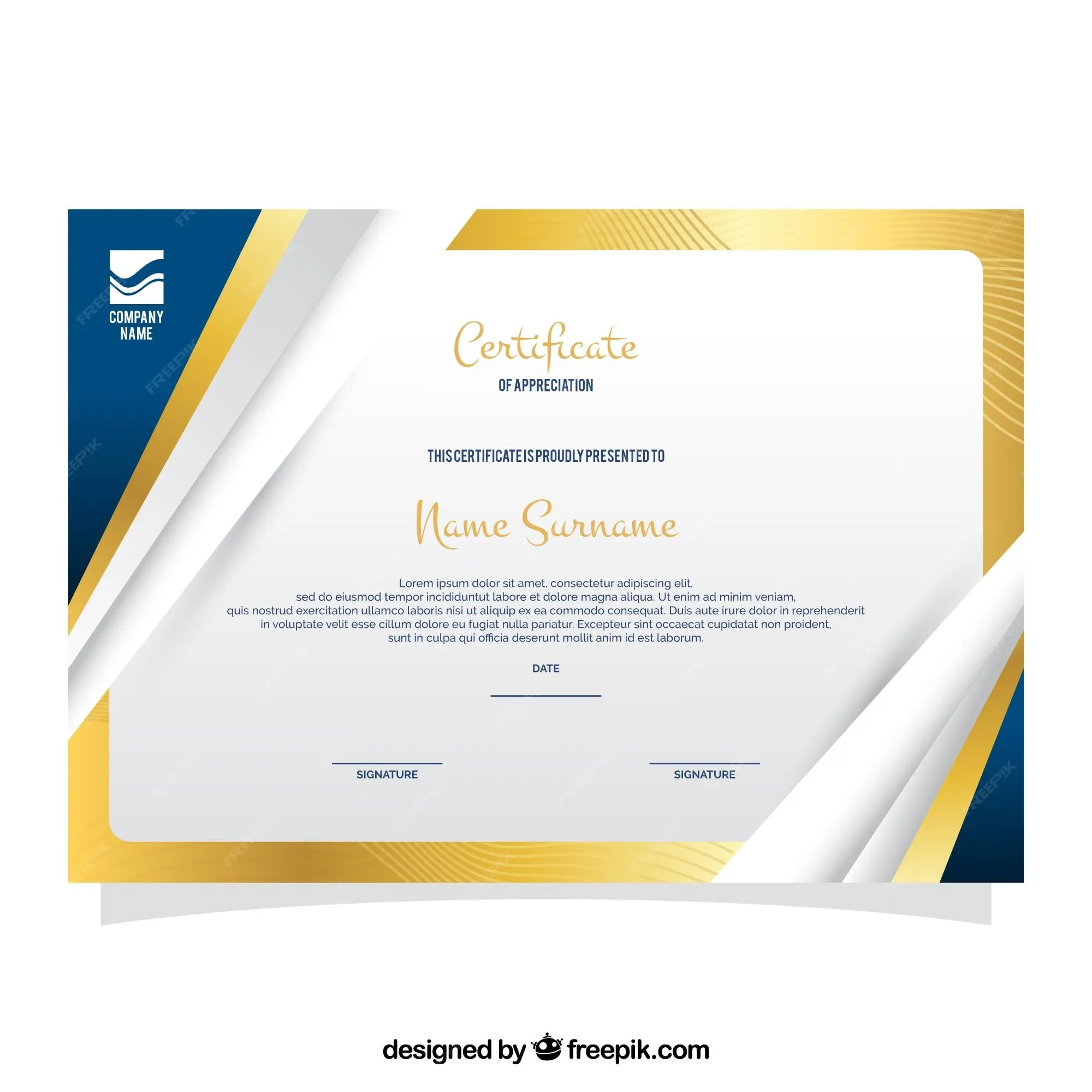 Plantilla de diploma con borde dorado | Vector Premium