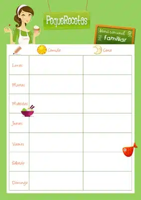Plantilla para elaborar tu propio menú semanal Plantilla para elaborar tu propio menú semanal