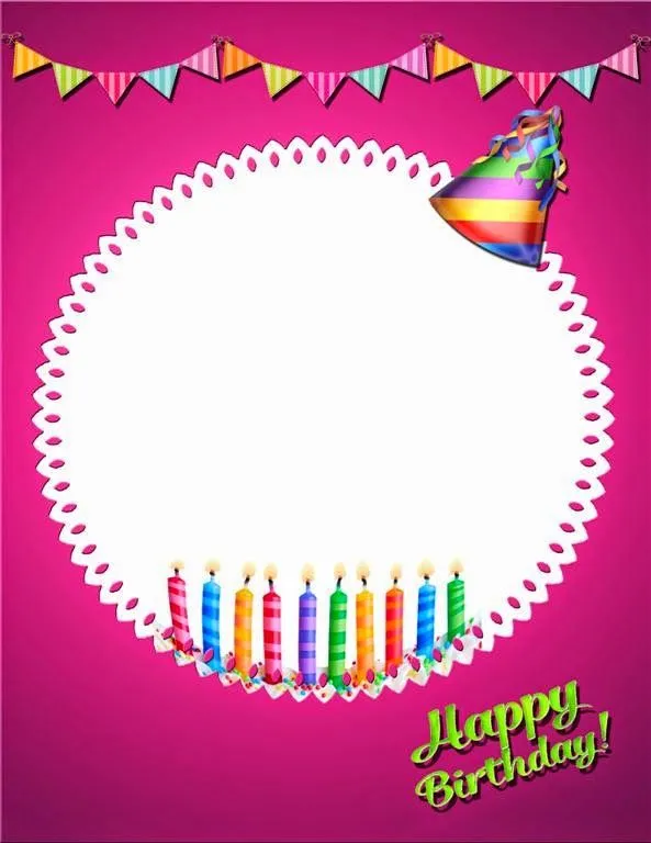 Plantilla para fotomontajes de cumpleaños de chica | Photo Frames Plantilla para fotomontajes de cumpleaños de chica | Photo Frames