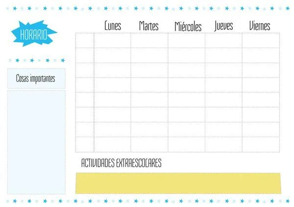 Plantilla horario escolar para imprimir. Hay más en: http ...