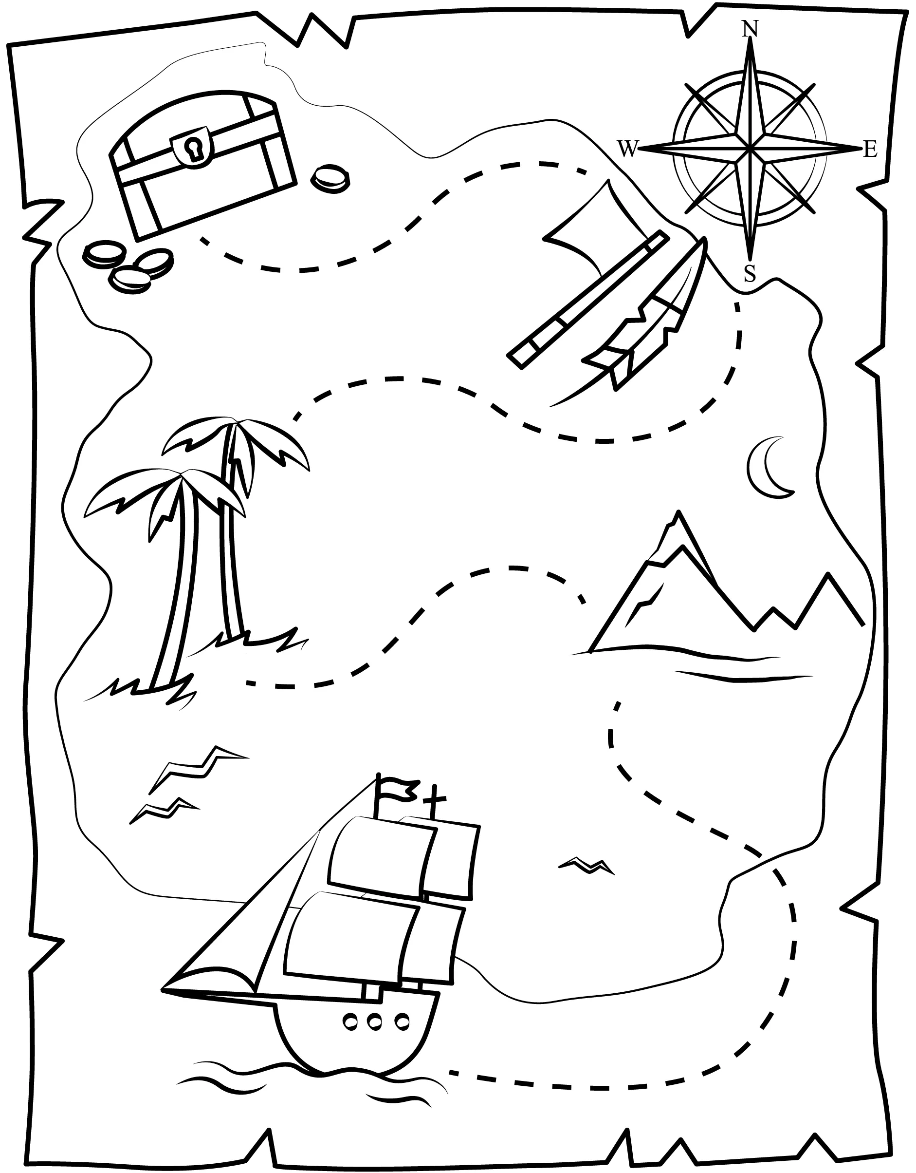 Plantilla imprimible del mapa del cofre del tesoro | Manualidades de papel para niños Plantilla imprimible del mapa del cofre del tesoro | Manualidades de papel para niños