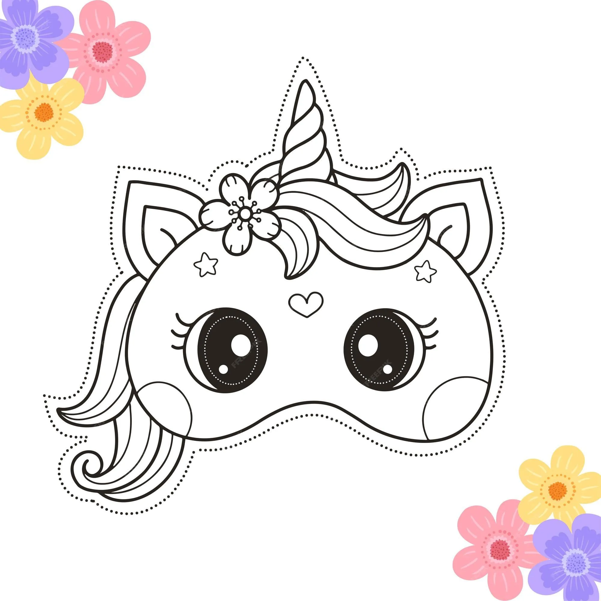 Plantilla imprimible de página para colorear de máscaras de manualidades de unicornio diy para niños | Vector Premium Plantilla imprimible de página para colorear de máscaras de manualidades de unicornio diy para niños | Vector Premium