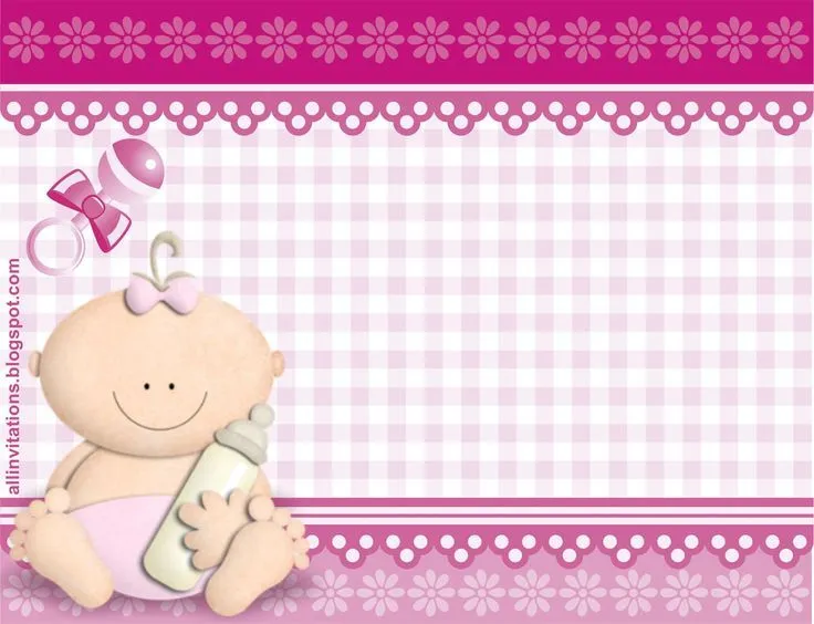 Plantilla Invitacion de Baby Shower bebe con biberon para niña ... Plantilla Invitacion de Baby Shower bebe con biberon para niña ...