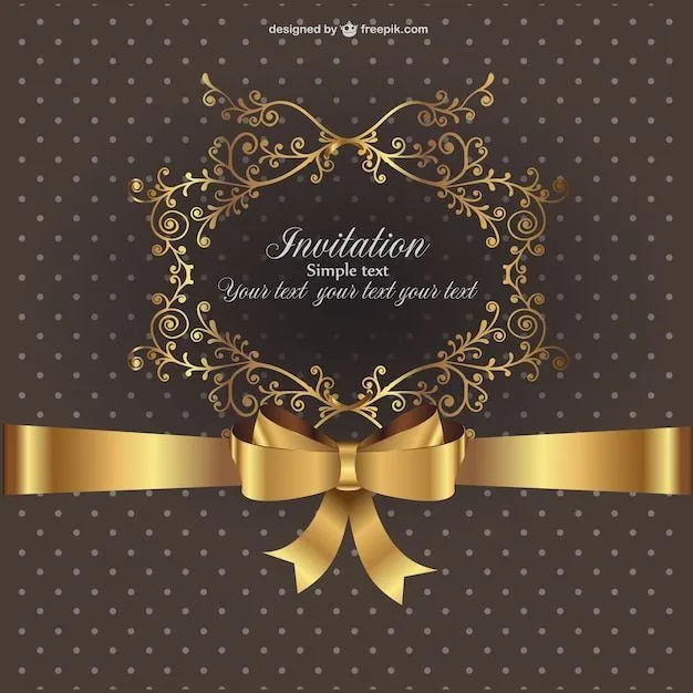 Plantilla de invitación con ornamentos dorados | Descargar ... Plantilla de invitación con ornamentos dorados | Descargar ...