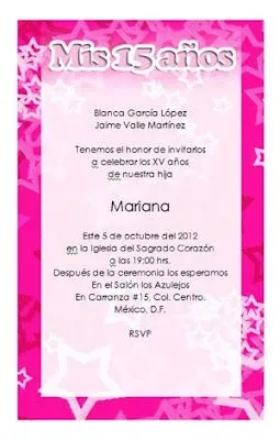 Plantilla para invitación de xv años - Imagui Plantilla para invitación de xv años - Imagui