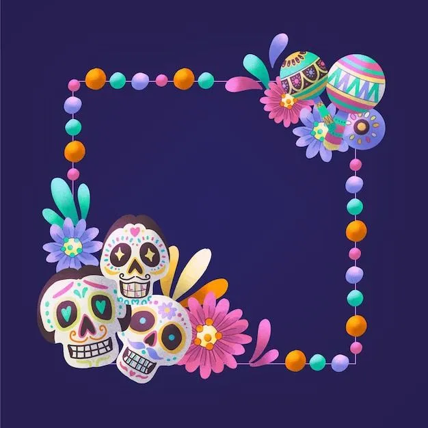 Plantilla de marco de acuarela dia de muertos | Vector Gratis