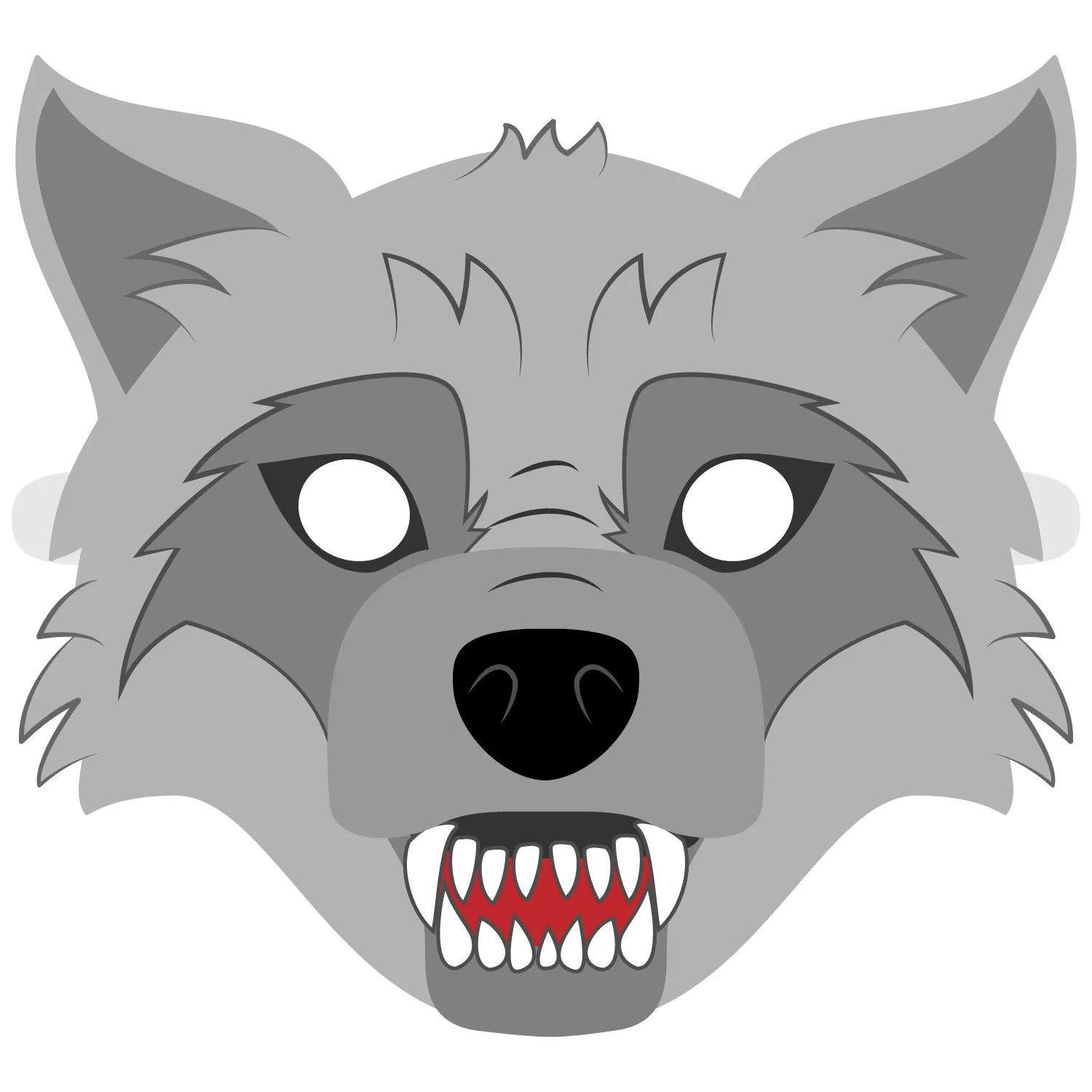 Plantilla de Máscara de Lobo Grande | Manualidades de papel para niños Plantilla de Máscara de Lobo Grande | Manualidades de papel para niños