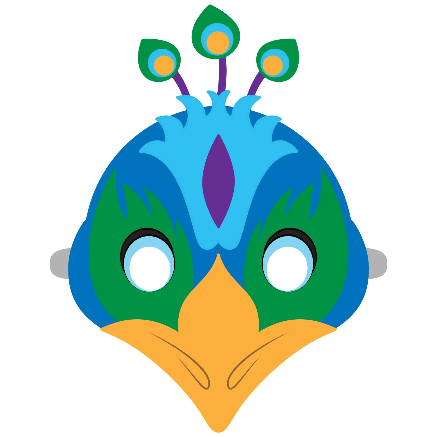 Plantilla de Máscara de Pavo Real | Manualidades de papel para niños Plantilla de Máscara de Pavo Real | Manualidades de papel para niños