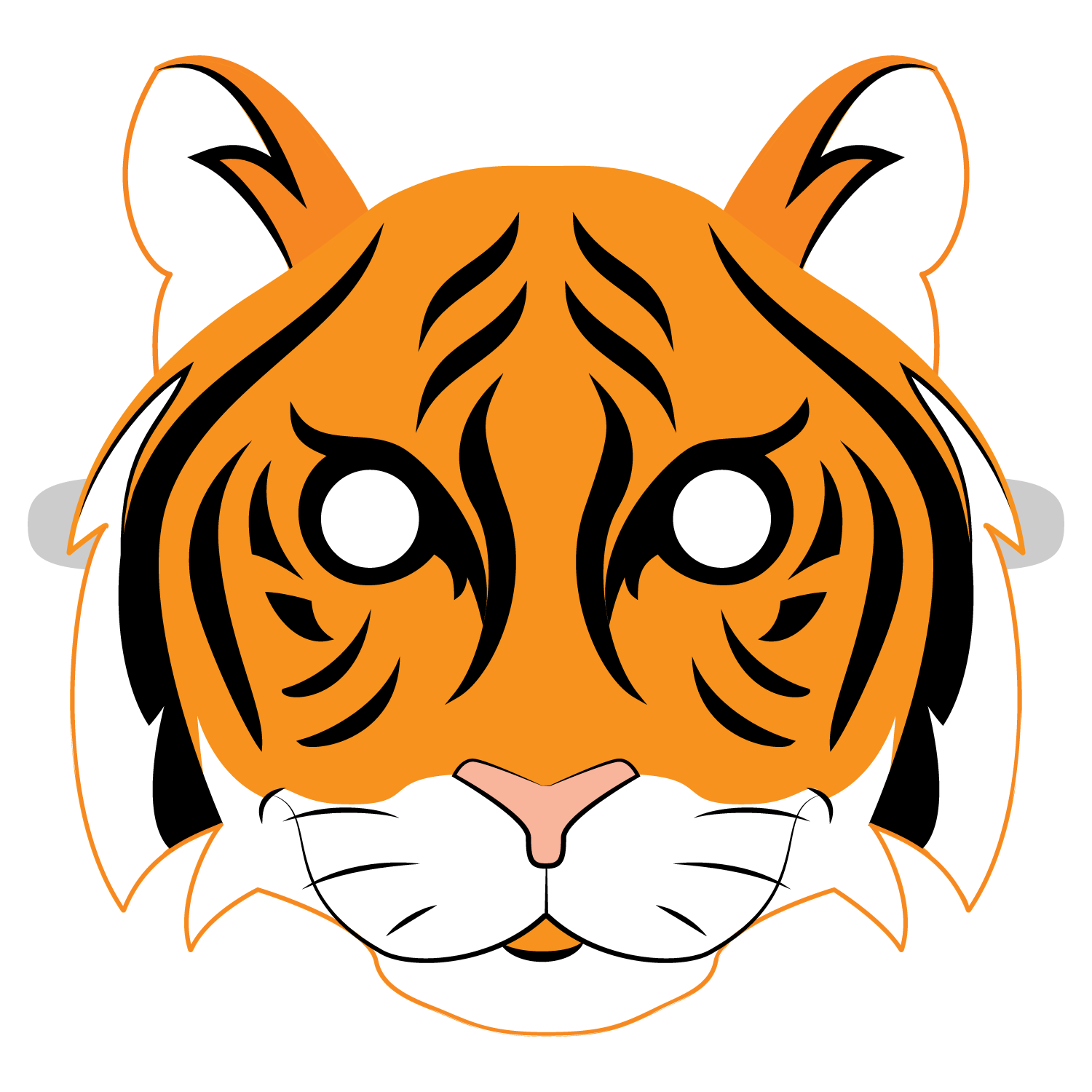Plantilla de Máscara de Tigre | Manualidades de papel para niños Plantilla de Máscara de Tigre | Manualidades de papel para niños