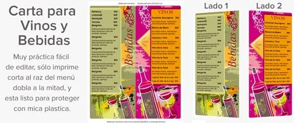 Plantilla para Menú | Carta de Vinos y Bebidas | Menus de ...