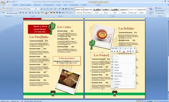 Plantilla para menu de restaurante comida mexicana | Menus de ...