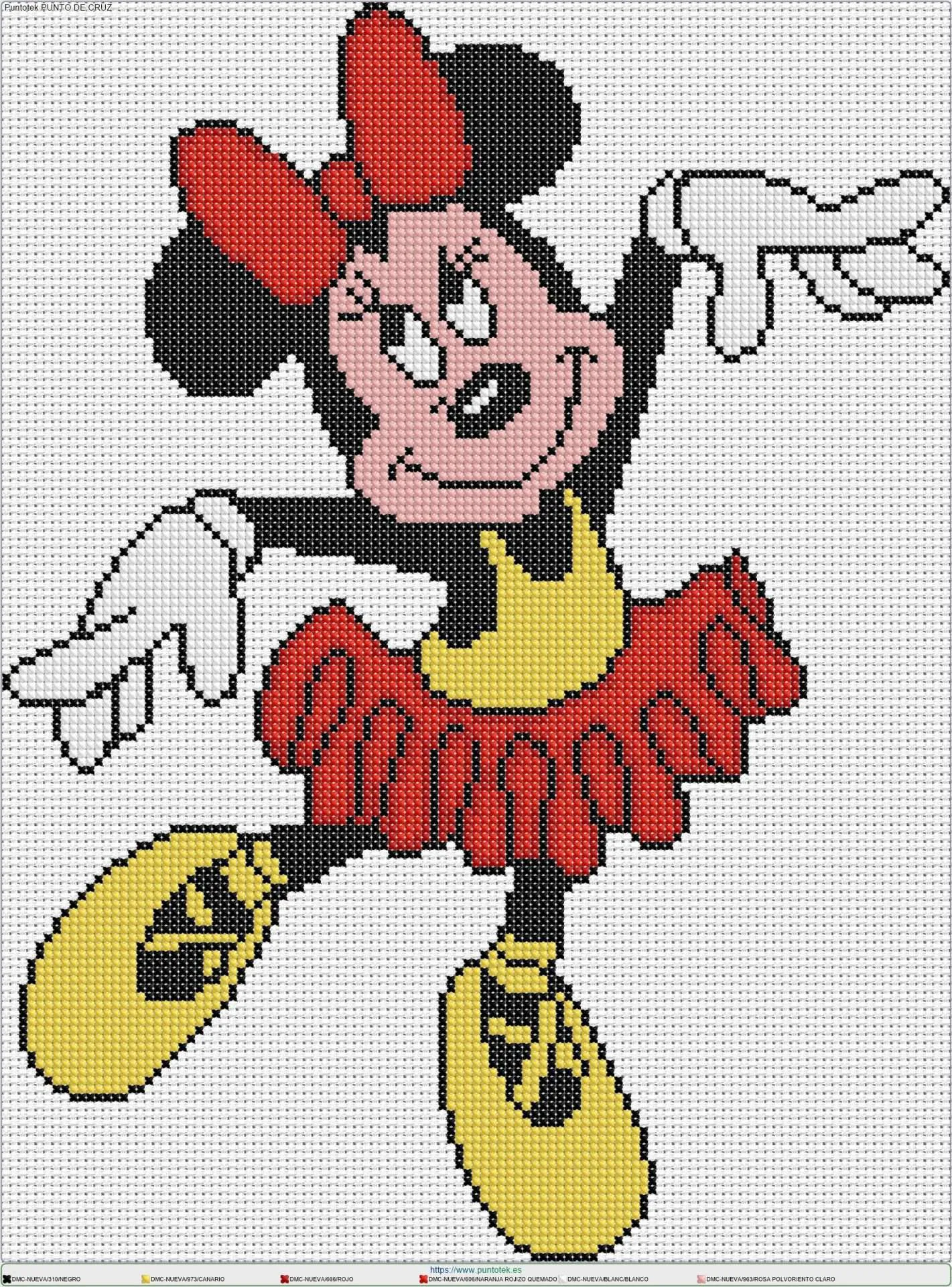 Plantilla Minnie mouse ballet - en punto de cruz Plantilla Minnie mouse ballet - en punto de cruz