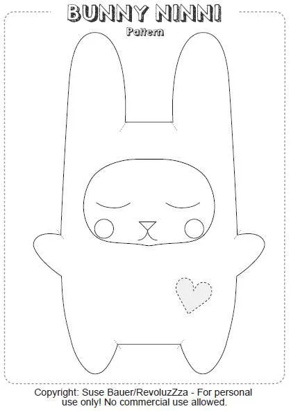 plantilla-molde-conejo-kawaii-tela-fieltro.jpg (419×590) | Dibujos ...