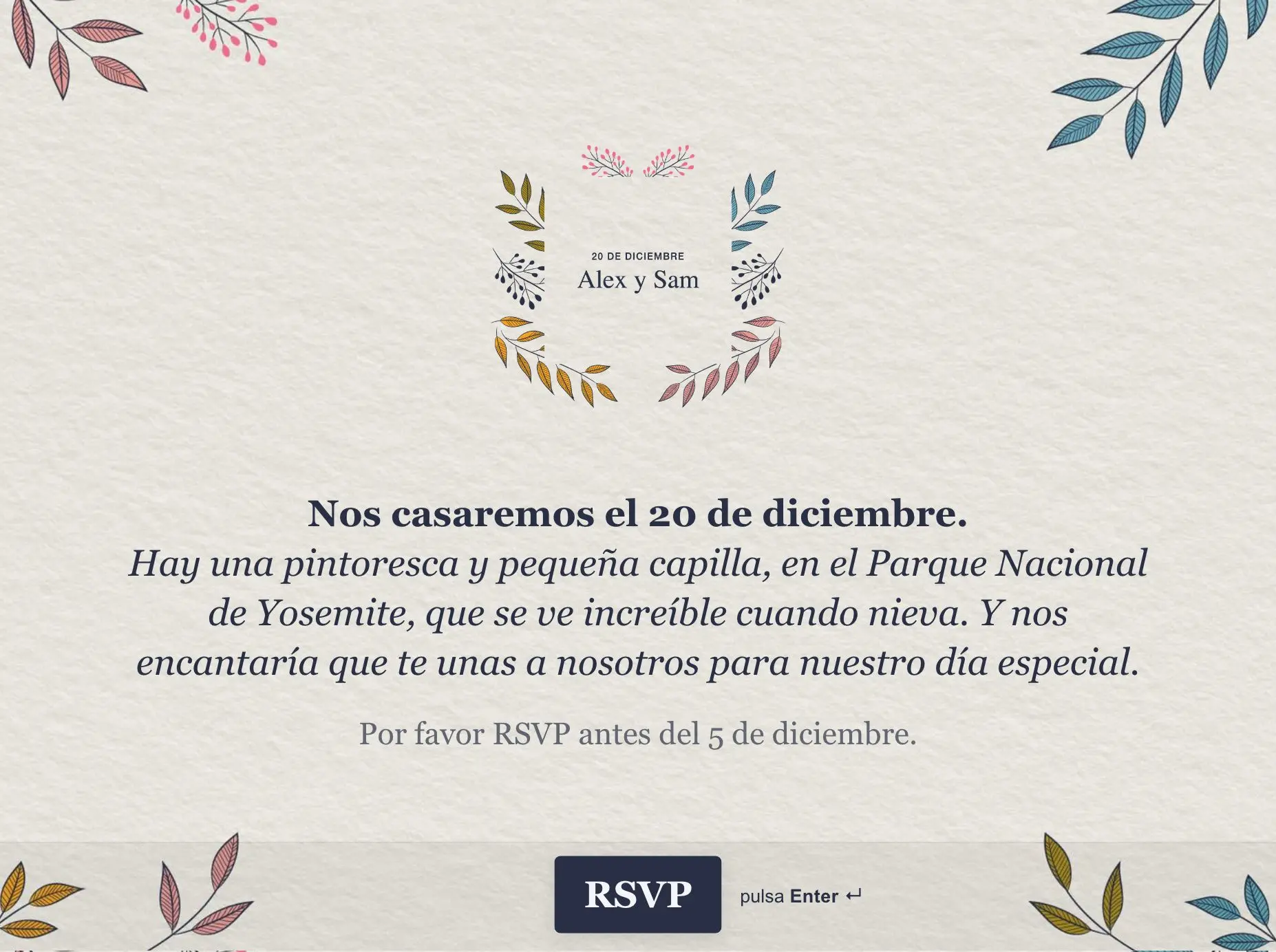 Plantilla Online y Gratis para Crear Invitaciones a Boda | Typeform